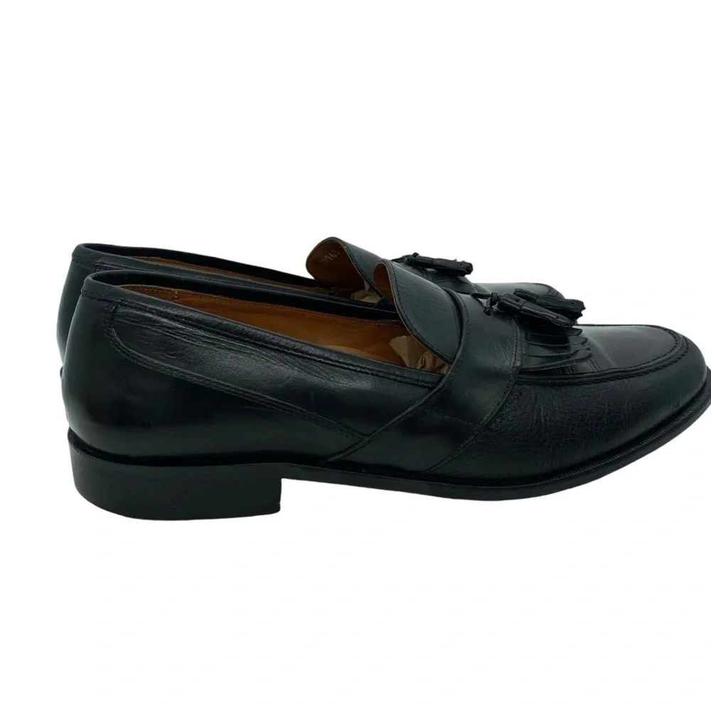 Bostonian Black Leather Classic Tassel Loafers Dress Shoes